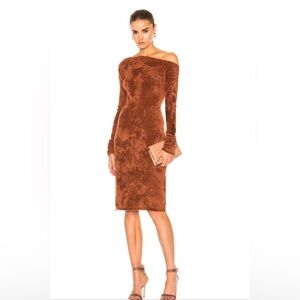 HELMUT LANG Velveteen Dress in Burnt Umber